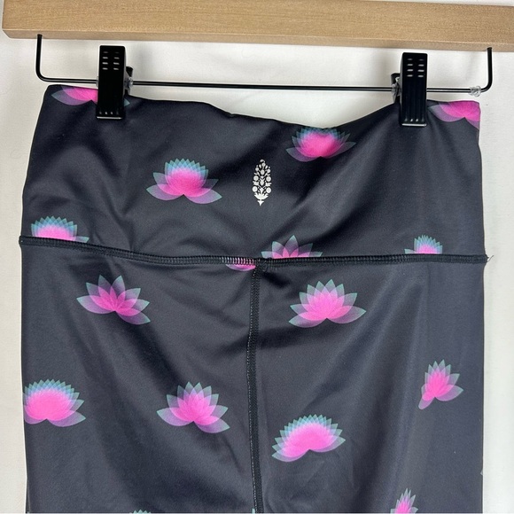Free People Movement Leggings. Black With Pink And Blue Design. Women's Small. - Picture 8 of 10